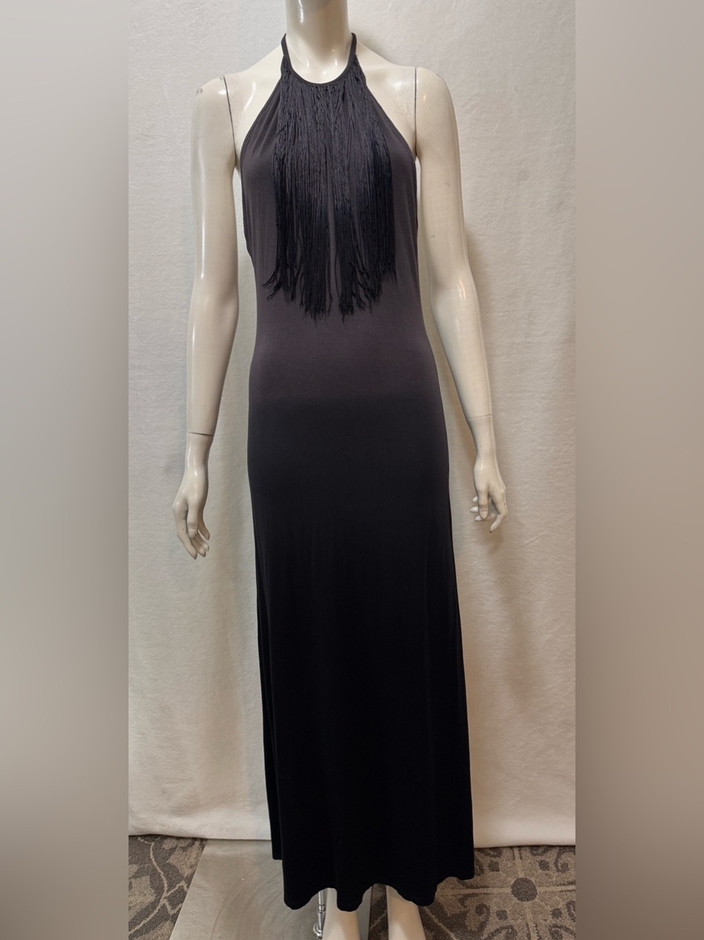 Young Fabulous & Broke Black Halter Neck
Fringe Sleeveless Dress Size XS